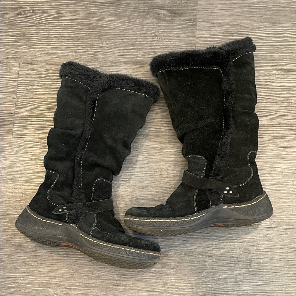 6 emalyn BARETRAPS  leather upper faux fur Women's Black Suede Boots